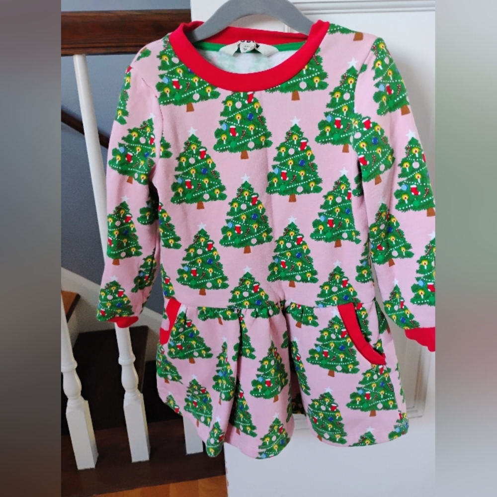 Mini Boden Holiday Tree Sweatshirt Dress